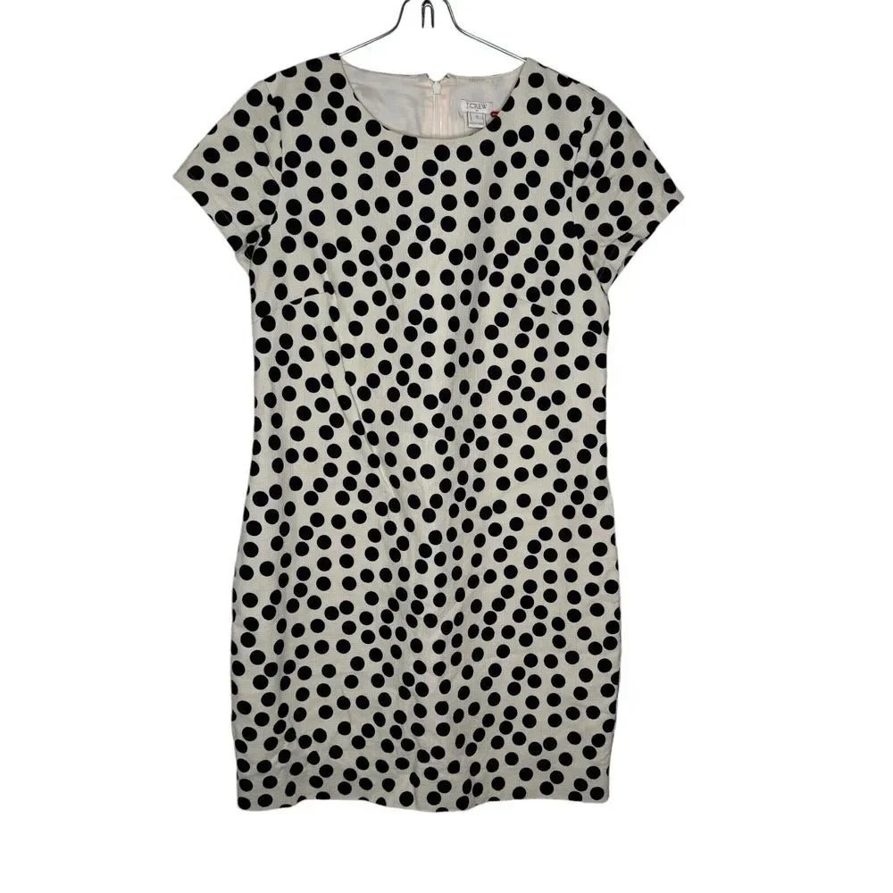 J.Crew Women's Shift Dress Polka Dot Pockets Pullover Cotton Modal‎ Woven Sz. 2